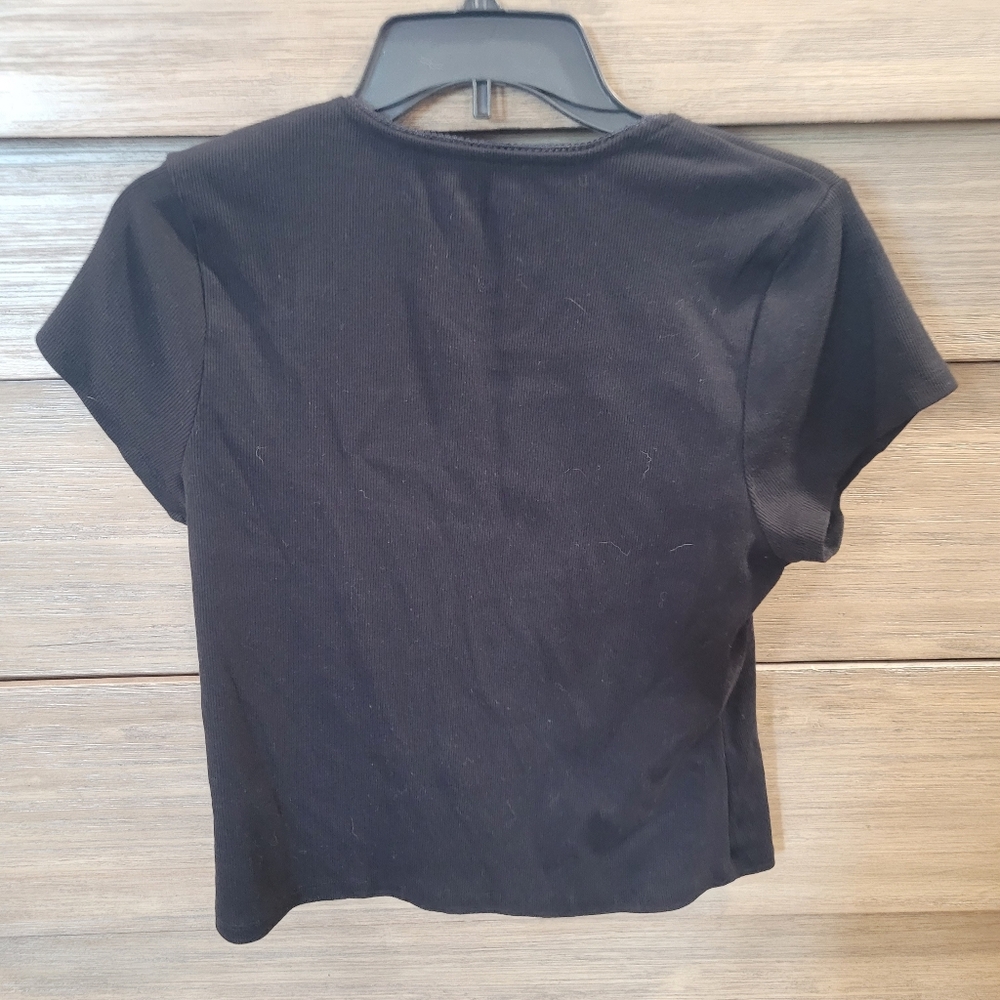 Lace Trimmed Square Neck Ribbed Tee - Picture 2 of 2